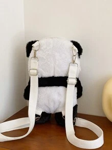 ROMWE Kawaii 女性長毛絨熊貓設計時尚後背包