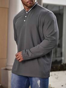 Manfinity Homme Camisa Polo De Talla Grande Para Hombre Con Ribete A Rayas