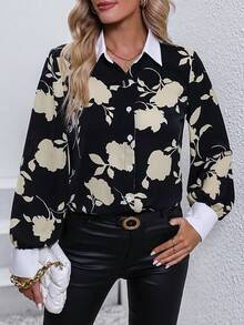 SHEIN LUNE 隨機印花撞色襯衫 - 彩色 - 查看 5