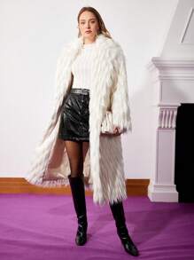 MOTF PREMIUM SHAGGY FAUX FUR COAT - Apricot - View 6