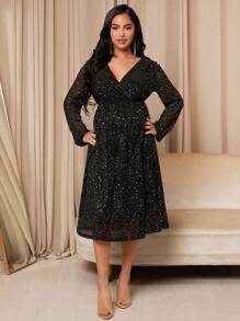 SHEIN 孕婦交疊領亮片洋裝