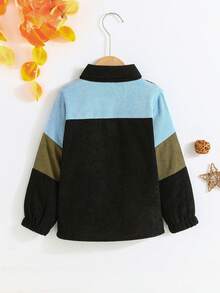 SHEIN Young Boy Color Block Patched Pocket Coat Without Tee - Multicolor - View 2