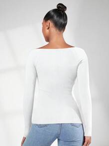 SHEIN BASICS Suéter De Cuello Alto Con Mangas Largas Para Mujer - Blanco - Ver 2