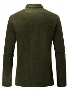 Manfinity Homme Men Single-Breasted Wool Loose Overcoat - Army Green - View 2