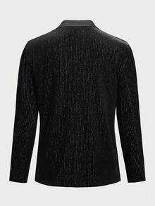 Manfinity RebelGame Men Lapel Collar Velvet Blazer & Pants Set - Black - View 4