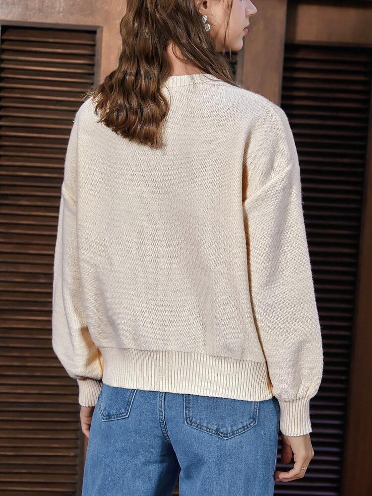Puzzle Pattern Drop Shoulder Sweater