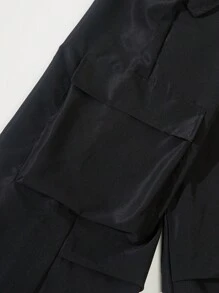 Teen Boy Flap Pocket Side Cargo Pants - Black - View 5