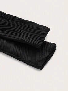 SHEIN EZwear Chất rắn Không lưng Áo phông Crop - màu đen - Xem 7