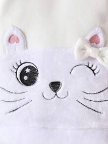 女嬰卡通刺繡前蝴蝶結衛衣洋裝&帽