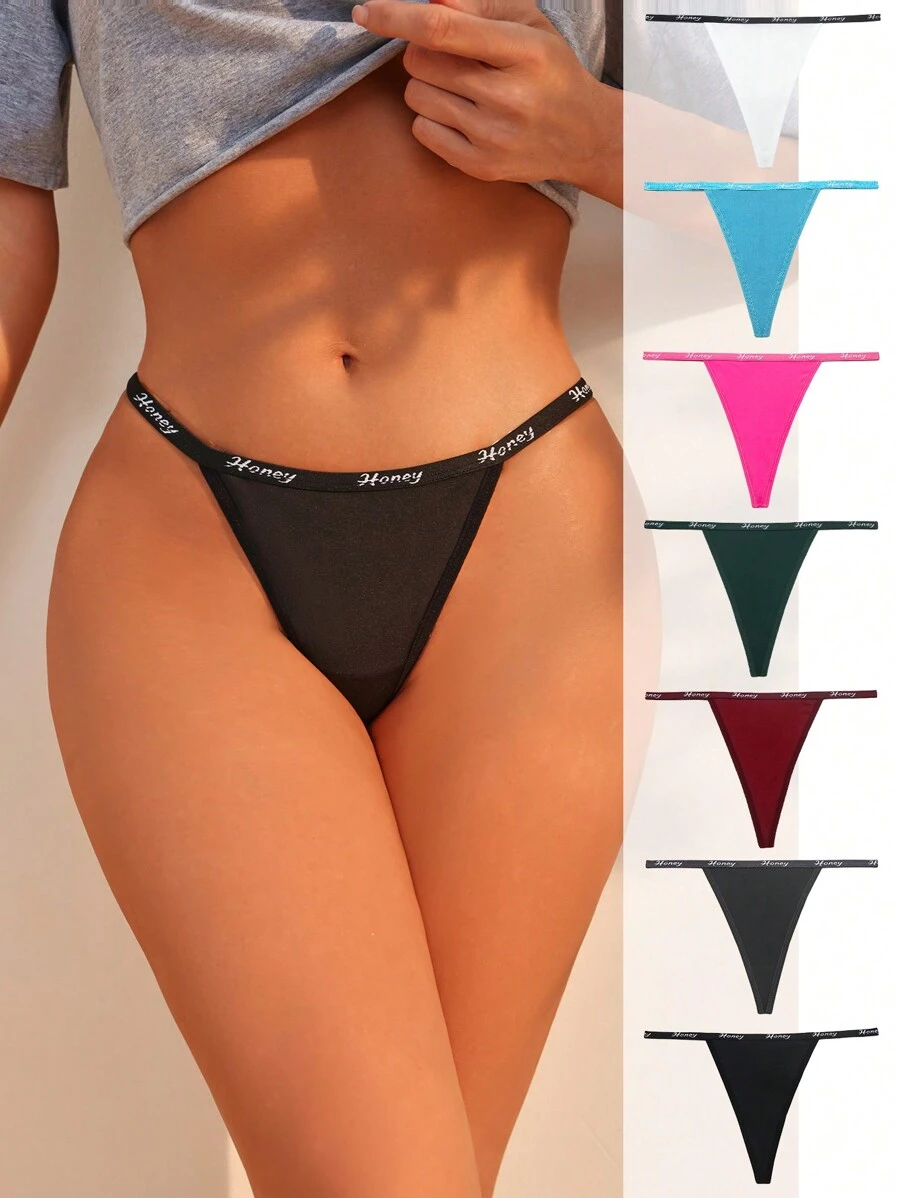 SHEIN 7入組女士t字褲底內衣