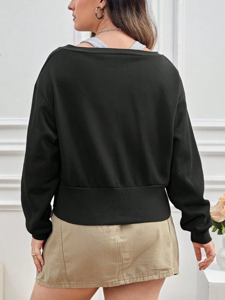 Plus 2 In 1 Drop Shoulder Sweatshirt