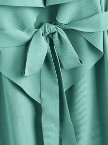 SHEIN Clasi Waterfall Collar Belted Vest Coat - Mint Green - View 3
