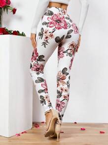 SHEIN Clasi 印花彈性腰帶緊身打底褲 - 彩色 - 查看 3