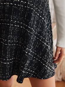 SHEIN Frenchy 格紋粗花呢喇叭半身裙