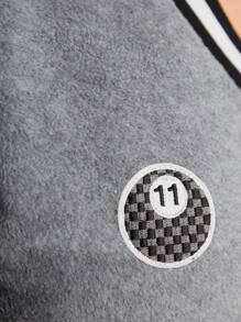 Mulvari Plus Patched Detail Drop Shoulder Belted Fleece Dress - Light Grey - View 4