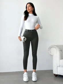 SHEIN Cottnline Ladies' Slim Fit Jeans - Dark Grey - View 3