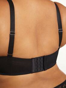 LUVLETTE Plus Lingerie 低胸无衬蕾丝文胸 - 黑色 - 查看 7