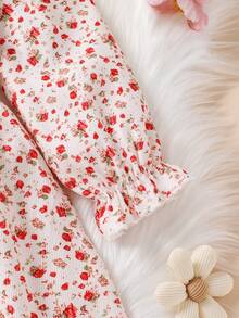 Baby Girl Ditsy Floral Print 2 In 1 Dress - Multicolor - View 3