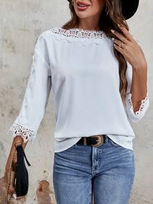 SHEIN Frenchy Blusa con encaje - Blanco - Ver 5