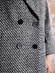 MOTF PREMIUM TWEED DOUBLE BREASTED OVERCOAT - Black and White - View 3