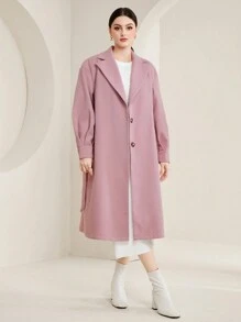 Seusyu Lapel Neck Belted Overcoat - Pink - View 3