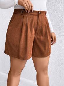 SHEIN LUNE Plus Short À Détail Plié À Poche