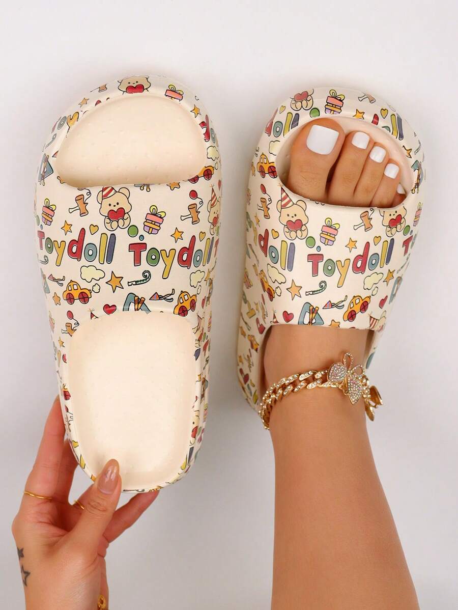 pueenb Toydoii Hoạt Hình Dễ Thương Quà Tặng Hình Trái Tim Gấu Dép Nữ, Dép Chống Trơn Trong Nhà, Giày Đi Trong Nhà Hở Ngón - Nhiều màu - Xem 1