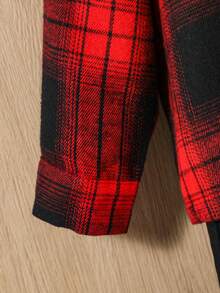 SHEIN 男嬰格紋印花連帽襯衫和褲子不帶T恤 - 彩色 - 查看 4