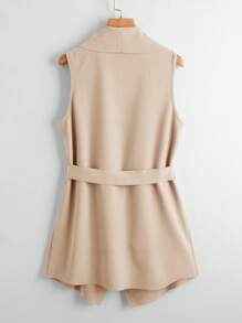 SHEIN Clasi 大翻領腰帶外套馬甲 - 杏色 - 查看 2