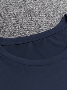 Manfinity EMRG Hombres Camiseta labio & con estampado de slogan - Azul Marino - Ver 6