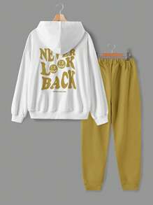RueChic Teen Girls' Slogan Printed Hoodie And Pants Set