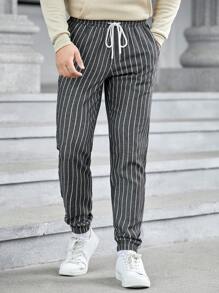 GENTILAND Men's Striped Pants - Grey - View 6