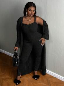 Slaydiva Hơn Mở Mặt trước áo & Bộ áo liền quần Cami - màu đen - Xem 3