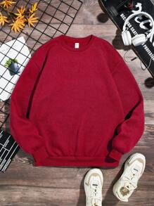 Teen Boy Slogan & Bear Graphic Pullover - Red - View 2