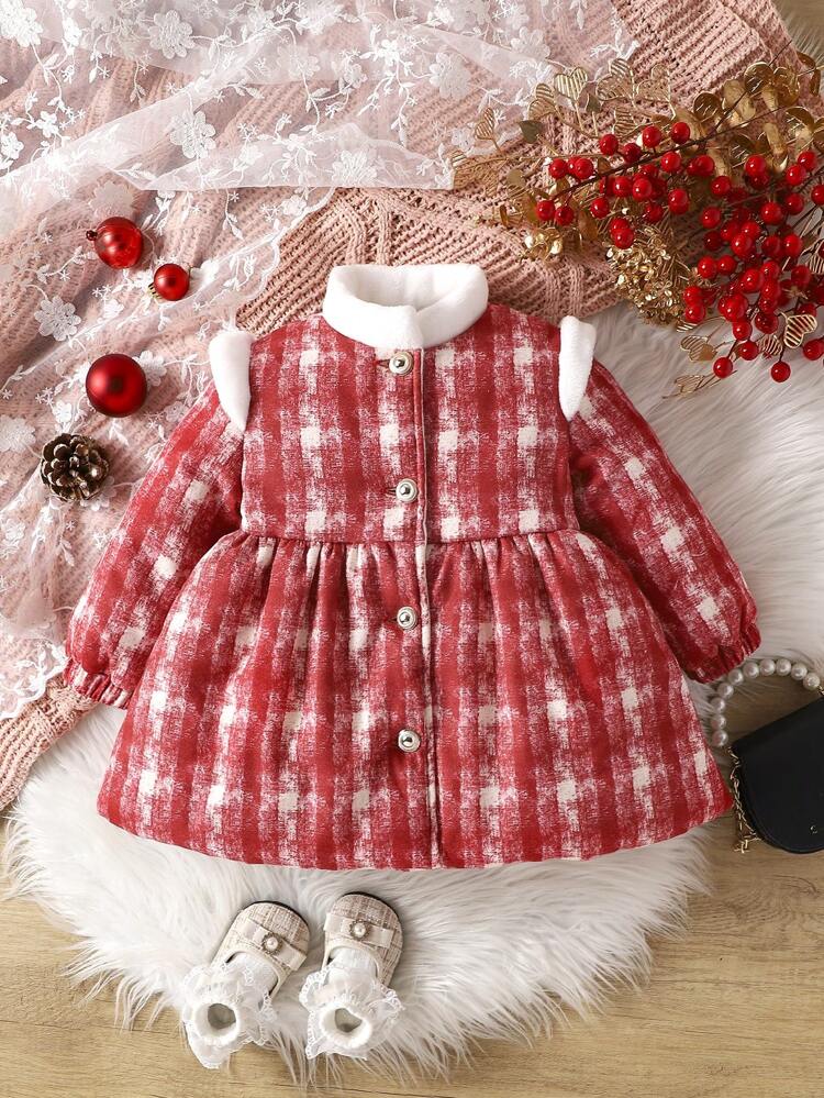 Vintage Plaid Coat For Baby Girls