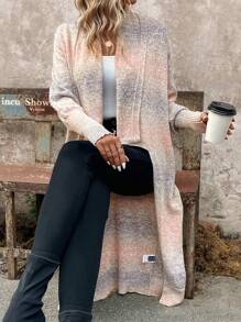 SHEIN LUNE Ombre Batwing Sleeve Duster Cardigan - Multicolor - View 1