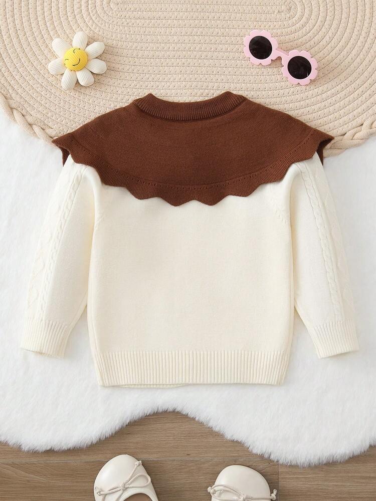 Infant Girls' Contrast Color Lapel Cardigan