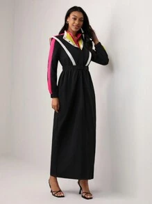 MUSE BY MONET Panel Tương phản Chi tiết Nút Đầm - màu đen - Xem 5