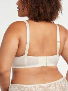 LUVLETTE Plus Sexy Lingerie Plunge Unlined Lace Bra - Beige - View 7