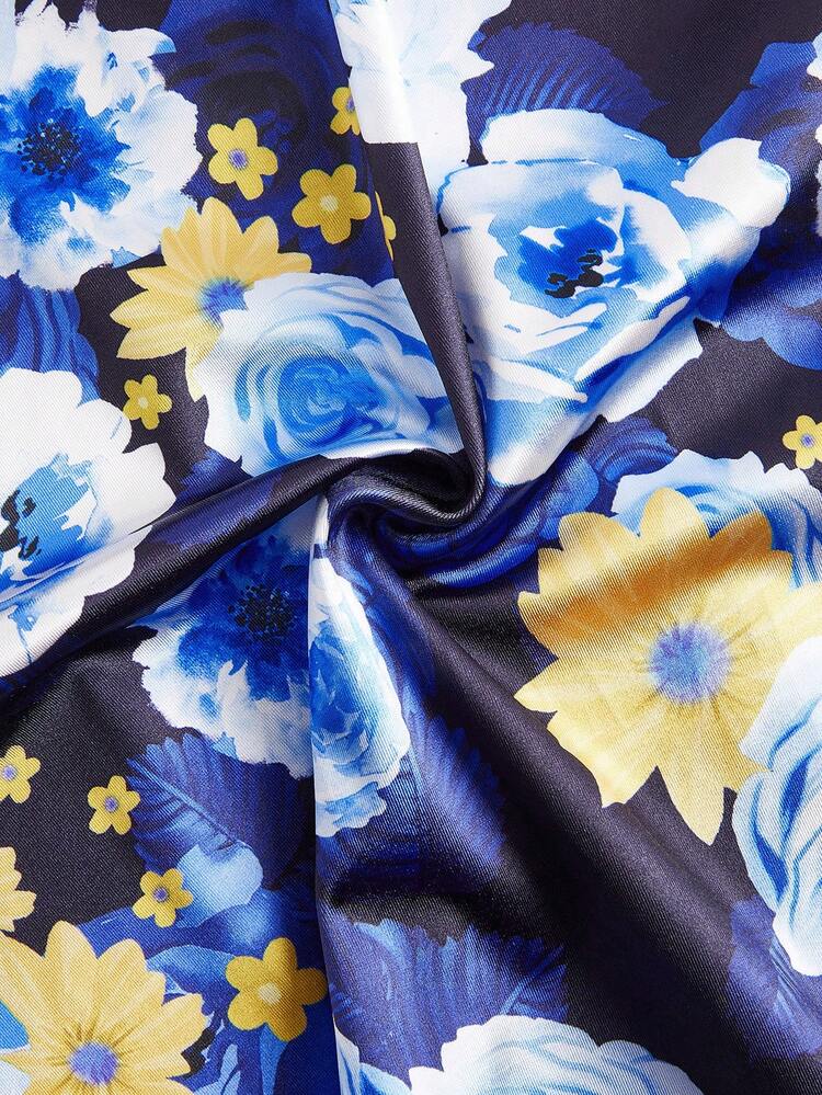 Floral Print Sweetheart Neck Dress