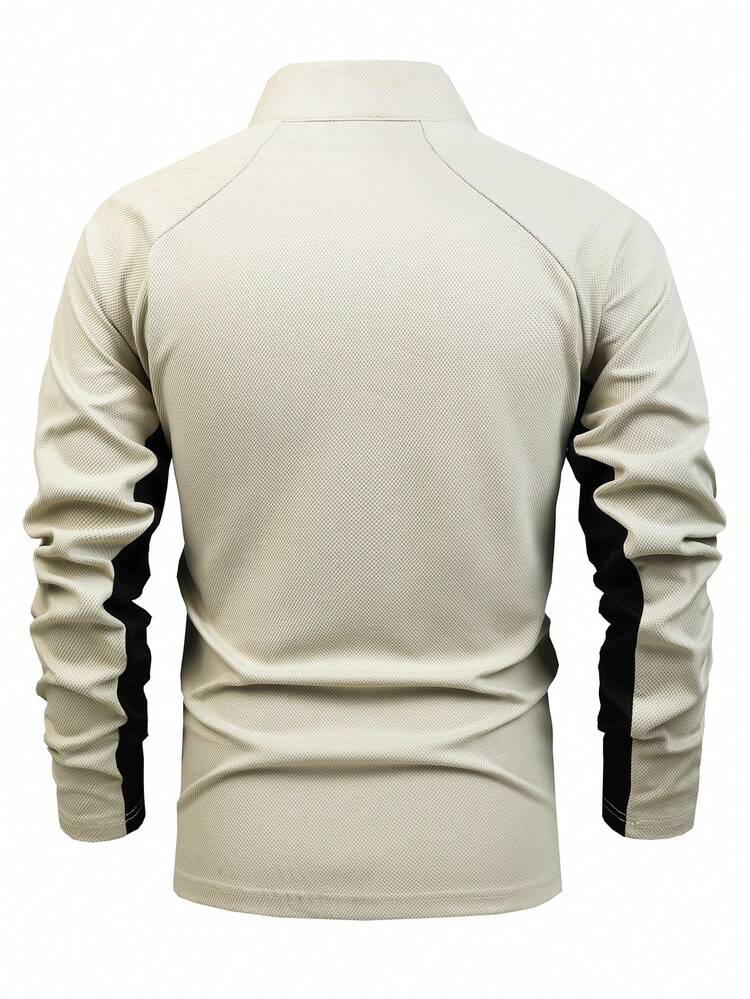 Boyfriend Style Men Colorblock Zip Up Sports Jacket Workout Tops Sports Jacket