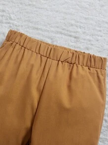 男嬰領結裝飾連身衣、西裝背心、褲子和帽子套裝 - 卡其色 - 查看 7
