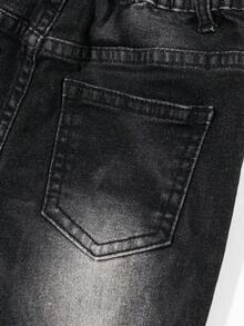 Bé trai Đau khổ Co giãn Denim Quần jean - màu đen - Xem 7