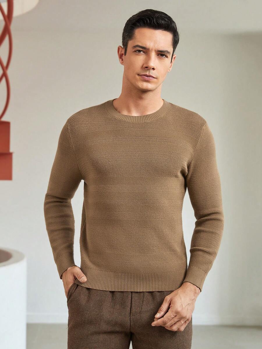 Manfinity VCAY Mężczyźni Jednolity Okrągły Dekolt Swetry