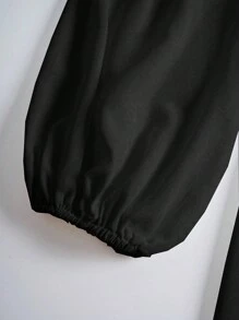 SHEIN Unity Off Shoulder Tay áo lồng đèn Đầm - màu đen - Xem 5