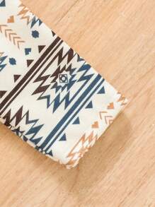 男嬰幾何印花半拉鏈小高領T恤