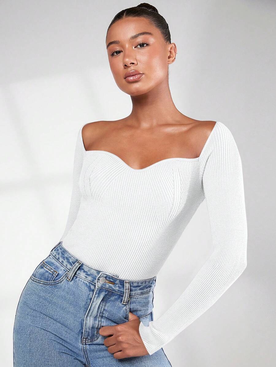 SHEIN BASICS Suéter De Cuello Alto Con Mangas Largas Para Mujer - Blanco - Ver 1
