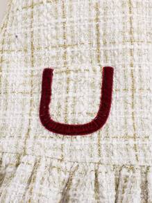 SHEIN Baby Girl Mock Neck Tee & Plaid Ruffle Trim Dress - Apricot - View 7