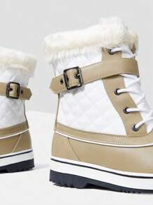MOTF PREMIUM 人造毛雪地靴 - 米色 - 查看 5