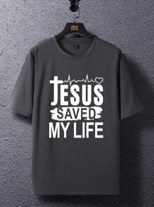 Manfinity LEGND Men Slogan Graphic Casual Short Sleeve Tee, Boyfriend Gift